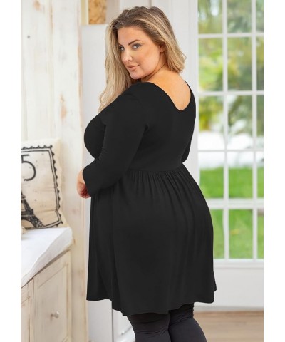 Plus Size Tunic for Women 3/4 Sleeve Crewneck Tops Flowy Blouse Babydoll Maternity Shirts M-5X A01-black $12.71 Tops