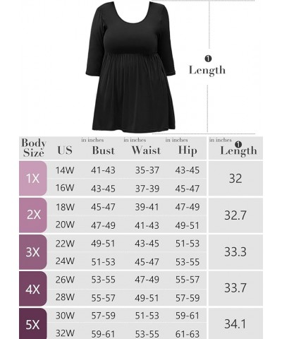 Plus Size Tunic for Women 3/4 Sleeve Crewneck Tops Flowy Blouse Babydoll Maternity Shirts M-5X A01-black $12.71 Tops