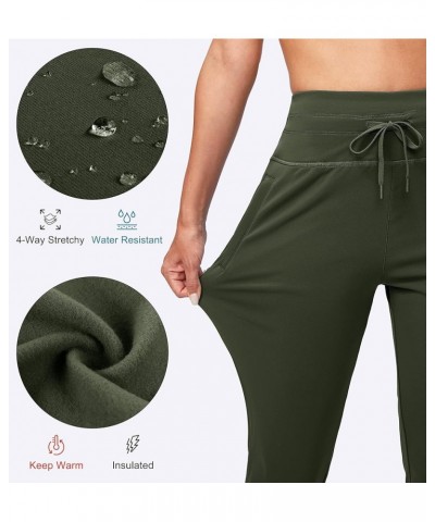 Women's Fleece Lined Joggers High Waisted Water Resistant Thermal Winter Sweatpants Running Hiking Pockets Olive $20.79 Activ...