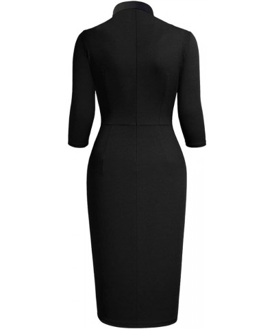 Catholic Church Women Clergy Tab Collar Dress Black Mass Pencil Dress Black $15.64 Dresses