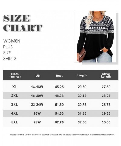 Plus Size Tops for Women Long Sleeve Shirts Color Block Blouses Fall Casual Blouses Winter Sweatshirts XL-5XL 736-christmas $...