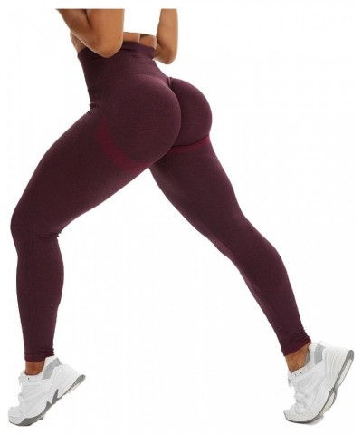 Seamless Leggings for Women High Waisted Workout Gym Smile Contou Yoga Pants Tights 1 Wine Red $13.63 Activewear