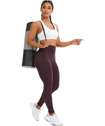 Seamless Leggings for Women High Waisted Workout Gym Smile Contou Yoga Pants Tights 1 Wine Red $13.63 Activewear