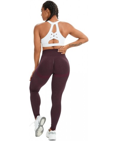 Seamless Leggings for Women High Waisted Workout Gym Smile Contou Yoga Pants Tights 1 Wine Red $13.63 Activewear