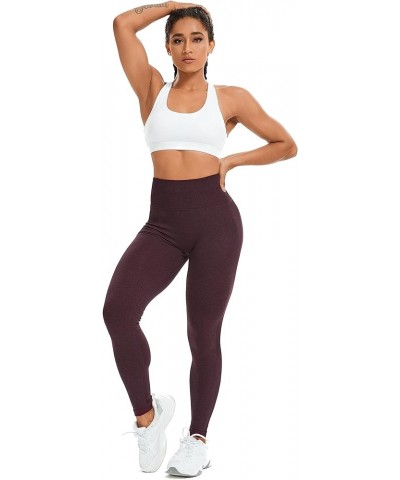 Seamless Leggings for Women High Waisted Workout Gym Smile Contou Yoga Pants Tights 1 Wine Red $13.63 Activewear