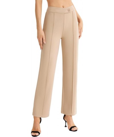 Women's High Waisted Dress Pants Cozy Knit Business Casual Pull On Wide Leg Trousers Khaki $19.80 Pants