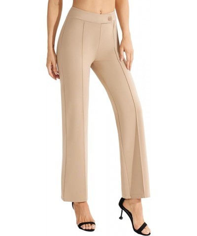 Women's High Waisted Dress Pants Cozy Knit Business Casual Pull On Wide Leg Trousers Khaki $19.80 Pants