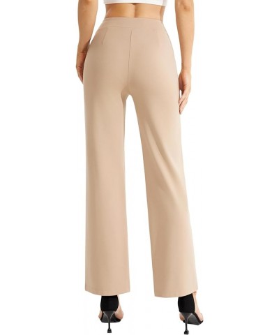 Women's High Waisted Dress Pants Cozy Knit Business Casual Pull On Wide Leg Trousers Khaki $19.80 Pants