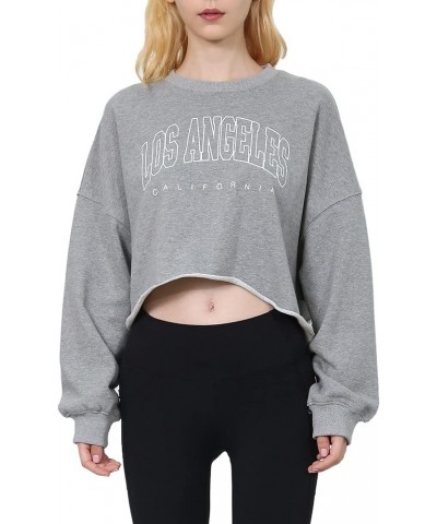 Women’s Cropped Hoodie Pullover Long Sleeve Crewneck Crop Tops Oversize Fit La-heather Grey $15.00 Hoodies & Sweatshirts