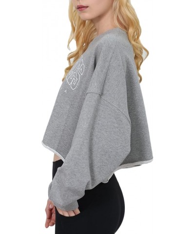 Women’s Cropped Hoodie Pullover Long Sleeve Crewneck Crop Tops Oversize Fit La-heather Grey $15.00 Hoodies & Sweatshirts