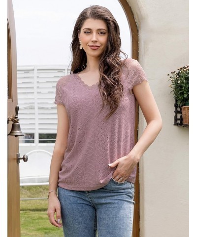 Womens Tops Short Sleeve Shirt Dressy Casual Blouses Tunics Top, S-XL T202-brick Red $7.55 Tops