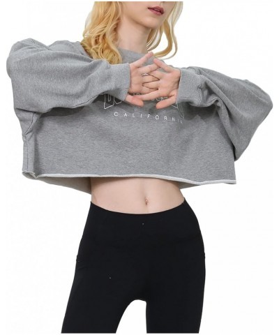 Women’s Cropped Hoodie Pullover Long Sleeve Crewneck Crop Tops Oversize Fit La-heather Grey $15.00 Hoodies & Sweatshirts