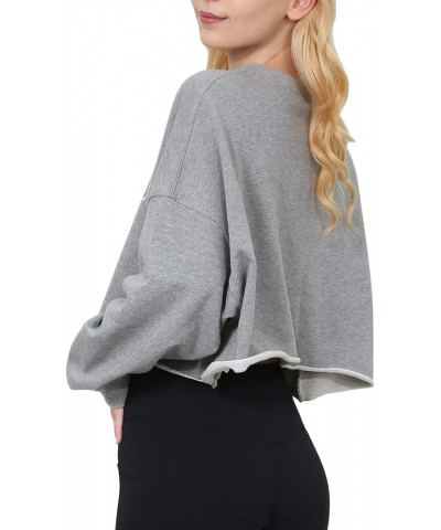 Women’s Cropped Hoodie Pullover Long Sleeve Crewneck Crop Tops Oversize Fit La-heather Grey $15.00 Hoodies & Sweatshirts