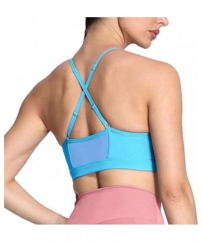 Sports Bras for Women Workout Fitness Ruched Training Baddie Cross Back Yoga Crop Tank Top Aquarius Blue $10.50 Lingerie