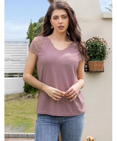 Womens Tops Short Sleeve Shirt Dressy Casual Blouses Tunics Top, S-XL T202-brick Red $7.55 Tops