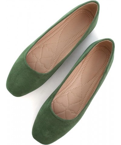 Ladies Faux Suede Summer Casual Cute Dress Flats Outdoor Walking Shoes Upgrade-army Green $8.69 Shoes