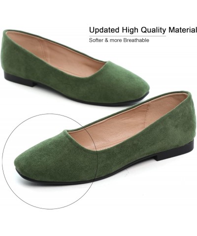 Ladies Faux Suede Summer Casual Cute Dress Flats Outdoor Walking Shoes Upgrade-army Green $8.69 Shoes