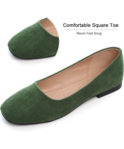 Ladies Faux Suede Summer Casual Cute Dress Flats Outdoor Walking Shoes Upgrade-army Green $8.69 Shoes