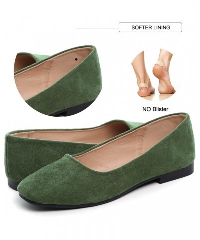 Ladies Faux Suede Summer Casual Cute Dress Flats Outdoor Walking Shoes Upgrade-army Green $8.69 Shoes