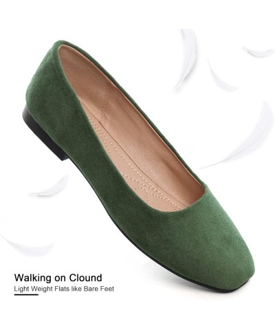 Ladies Faux Suede Summer Casual Cute Dress Flats Outdoor Walking Shoes Upgrade-army Green $8.69 Shoes