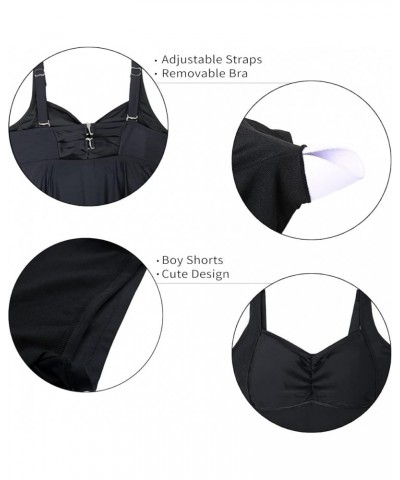 Plus Size Tankini Women 2 Pieces Swimsuits with Shorts Flowy Bathing Suits Black $18.19 Swimsuits