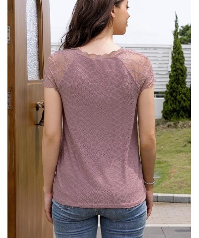 Womens Tops Short Sleeve Shirt Dressy Casual Blouses Tunics Top, S-XL T202-brick Red $7.55 Tops