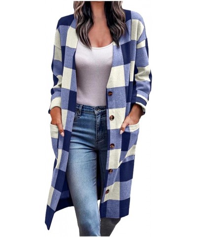 Womens Oversized Flannel Shacket Classic Plaid Button Down Shirts Fashion Collared Long Sleeve Boyfriend Jacket Blue10 $9.00 ...