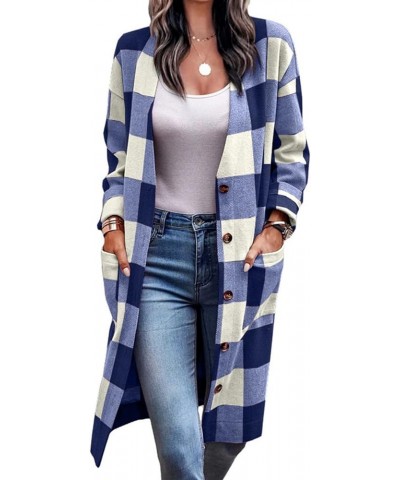 Womens Oversized Flannel Shacket Classic Plaid Button Down Shirts Fashion Collared Long Sleeve Boyfriend Jacket Blue10 $9.00 ...