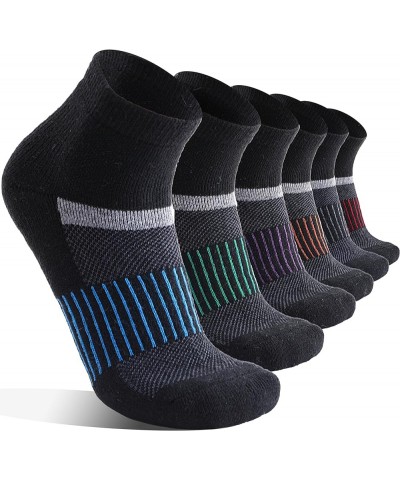 6 Pairs Merino Wool Ankle Running Hiking Socks Compression Support Thick Cushion No Show Socks for Women Men Black Mixed(quar...