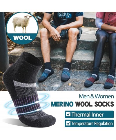 6 Pairs Merino Wool Ankle Running Hiking Socks Compression Support Thick Cushion No Show Socks for Women Men Black Mixed(quar...