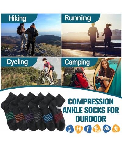 6 Pairs Merino Wool Ankle Running Hiking Socks Compression Support Thick Cushion No Show Socks for Women Men Black Mixed(quar...