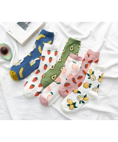 Fruit Embroidered Crew Socks Cute Pattern Quartz Sock Funny Dress Socks for Women, Ladies, Girls 6 Pack $10.81 Activewear