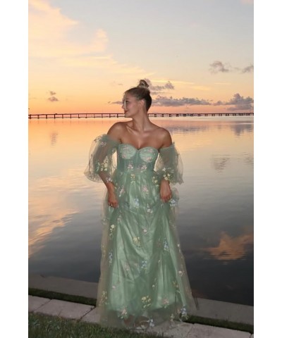 Tulle Prom Dresses for Women Flower Embroidery A-Line Formal Evening Party Gowns B-champagne $25.99 Dresses