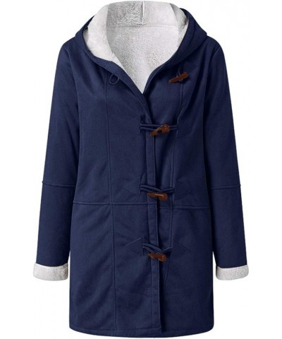 Women's Casual Winter Hoodies Pullover Warm Lined Flannel Jacket Button Up Mid Length Fuzzy Sweatshirt Coat XL Blue $16.17 Ja...