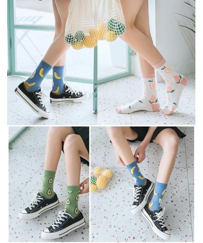 Fruit Embroidered Crew Socks Cute Pattern Quartz Sock Funny Dress Socks for Women, Ladies, Girls 6 Pack $10.81 Activewear