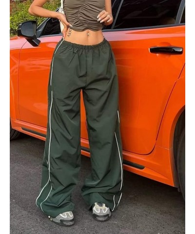 Women Low Waist Cargo Pants Y2K Aesthetic Vintage Baggy Pants Wide Leg Trousers E-Girl Fashion Jeans Streetwear D Army Green ...