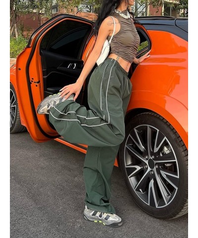 Women Low Waist Cargo Pants Y2K Aesthetic Vintage Baggy Pants Wide Leg Trousers E-Girl Fashion Jeans Streetwear D Army Green ...