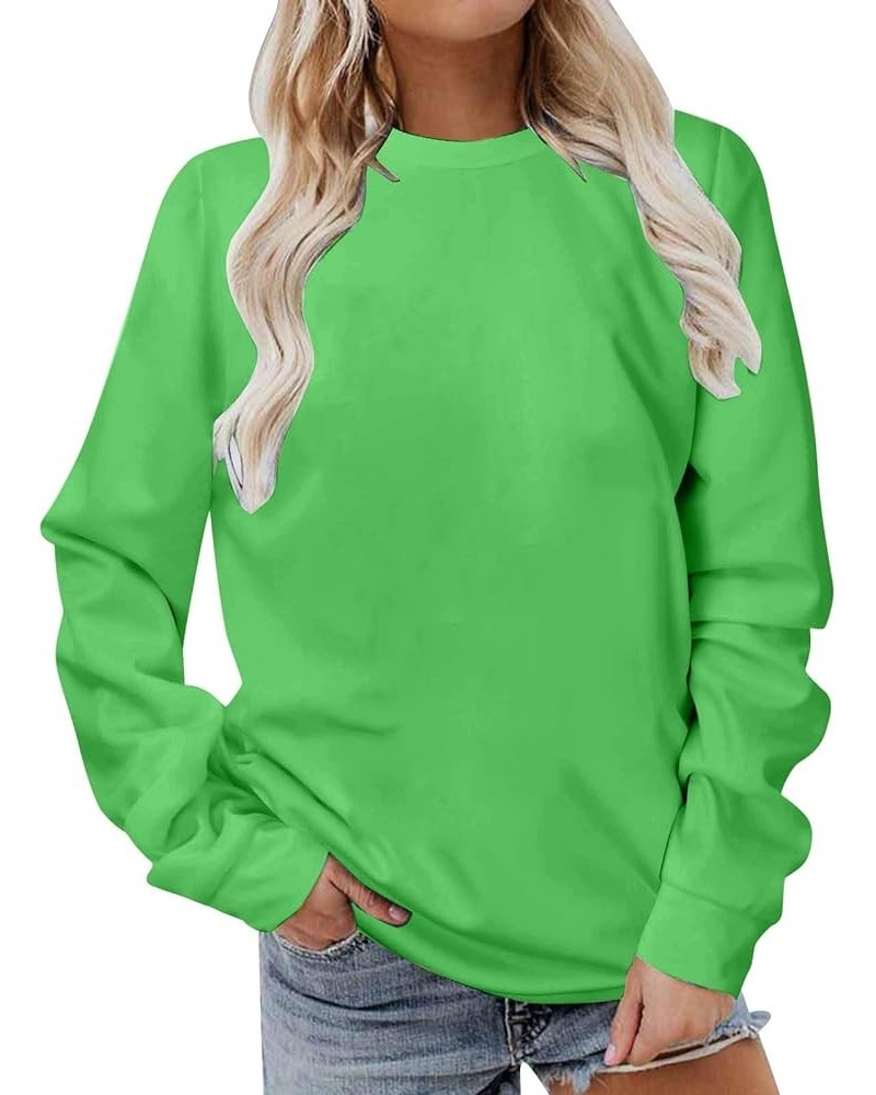 Sweatshirts for Women Loose Fit Simple Solid Color Pullover Hoodies Long Sleeve Casual Lightweight Sweatshirt 01 Green $7.78 ...