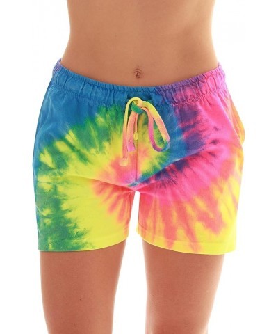 Loop Terry Tie Dye Shorts for Women Tie Dye Neon Pink Lime and Blue Shorts $10.61 Activewear