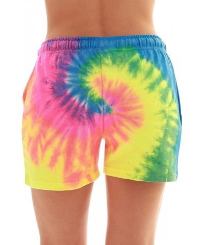 Loop Terry Tie Dye Shorts for Women Tie Dye Neon Pink Lime and Blue Shorts $10.61 Activewear