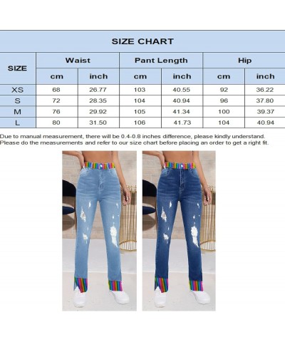 Patchwork Ripped Jeans for Women Juniors Slim Fit Mid Rise Distressed Destroyed Denim Pants Leggings A lightb $10.79 Jeans