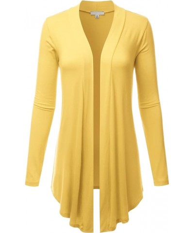 Women's Draped Open-Front Long Sleeve Light Weight Cardigan (S~3XL) Lbt007_yellow $16.19 Sweaters