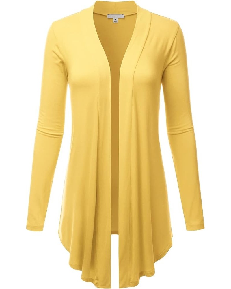 Women's Draped Open-Front Long Sleeve Light Weight Cardigan (S~3XL) Lbt007_yellow $16.19 Sweaters