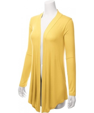 Women's Draped Open-Front Long Sleeve Light Weight Cardigan (S~3XL) Lbt007_yellow $16.19 Sweaters