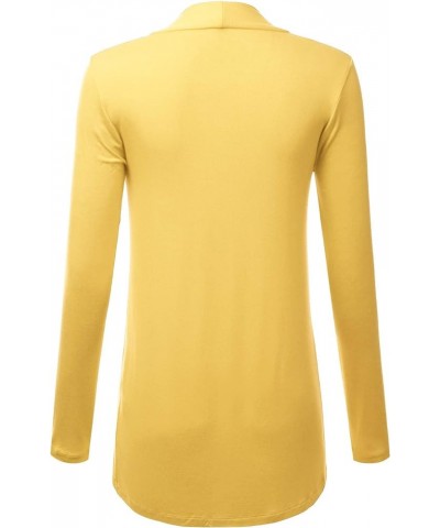 Women's Draped Open-Front Long Sleeve Light Weight Cardigan (S~3XL) Lbt007_yellow $16.19 Sweaters