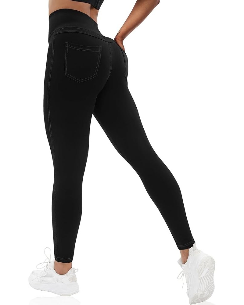 Curvy Womens Leggings, High Waisted Yoga Pants with Back Pockets, Tummy Control - Buttery Soft - Stretchy 27/28 Inseam Solid ...