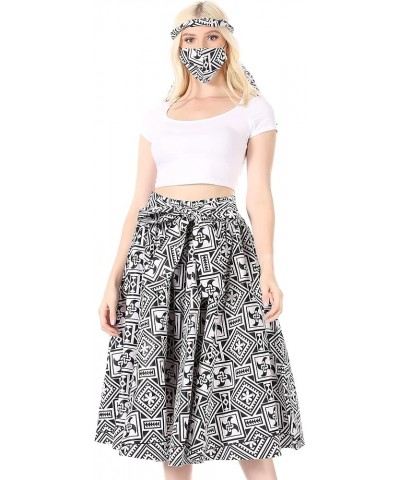 African Dutch Ankara Wax Print Full Circle Skirt 619-blackwht $22.05 Skirts