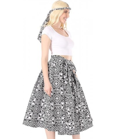 African Dutch Ankara Wax Print Full Circle Skirt 619-blackwht $22.05 Skirts