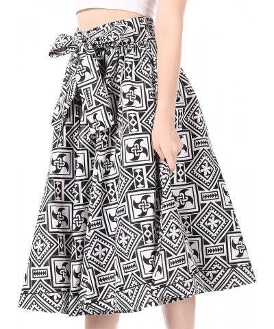 African Dutch Ankara Wax Print Full Circle Skirt 619-blackwht $22.05 Skirts