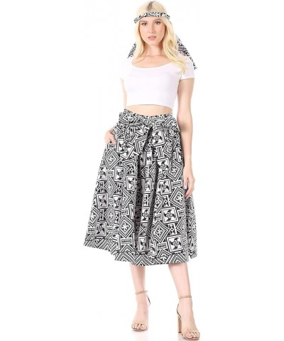 African Dutch Ankara Wax Print Full Circle Skirt 619-blackwht $22.05 Skirts